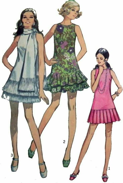 Skirt Variations, Áo Blu, Vintage Clothes Patterns, Patron Vintage, 60s And 70s Fashion, Fashion 1960s, Sixties Fashion, Vintage Dress Patterns, Retro Mode