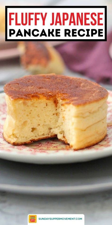 Puffy Pancakes Japanese, Cloud Pancakes Recipe, Pancake Souffle Recipe, Souflee Pancakes Recipes, Super Fluffy Pancakes Recipe, Japanese Fluffy Pancakes, Brunch Party Menu, Japanese Pancake Recipe, Super Fluffy Pancakes