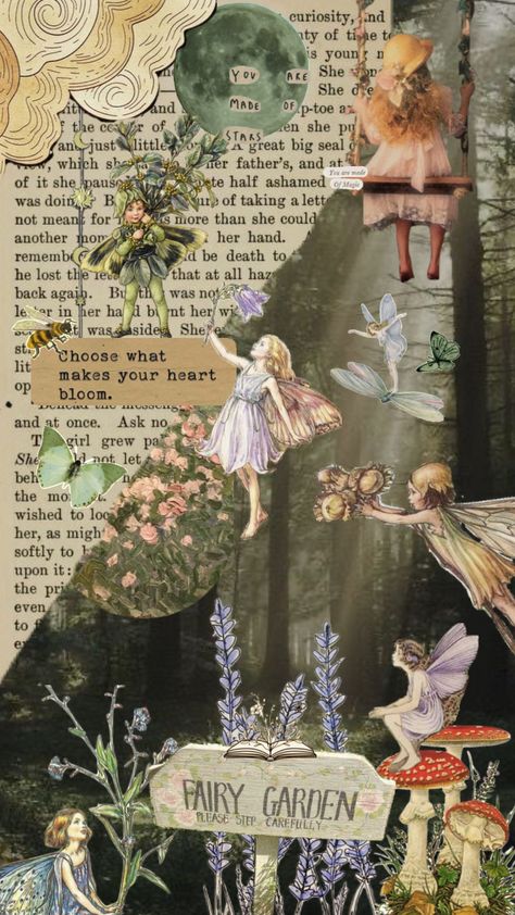 More fairies #fairycore #fairies #fairyaesthetic #fairygarden #forestaesthetic #aesthetic Fairy Astethic, Fairy Academia Aesthetic, Fairycore Collage, Fantasycore Aesthetic, Emmy Core, Fairy Moodboard, Forest Fairy Aesthetic, Infp Aesthetic, Fairytale Prom