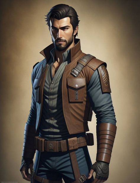 Cyberpunk Jedi, Traveller Rpg Characters, Star Wars Human Male Character Art, Star Wars Smuggler Oc, Jedi Master Oc, Male Jedi Art, Star Wars Character Design Male, Star Wars Rpg Characters, Jedi Oc Male