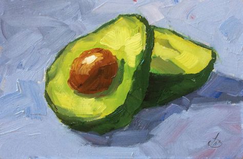 Avocado Kitchen, Oil Painting Basics, Kitchen Still Life, Avocado Painting, Tom Brown, Avocado Art, Simple Oil Painting, Food Painting, Oil Pastel Art