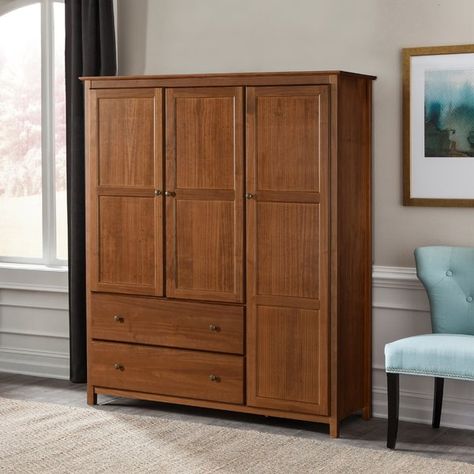 Grain Wood Furniture Sheila Armoire & Reviews | Wayfair Sofa Scandinavian, Solid Wood Armoire, Armoire Ikea, Solid Wood Wardrobes, Armoire Cabinet, Tv Armoire, Real Wood Furniture, Hiasan Bilik Tidur, Wood Armoire