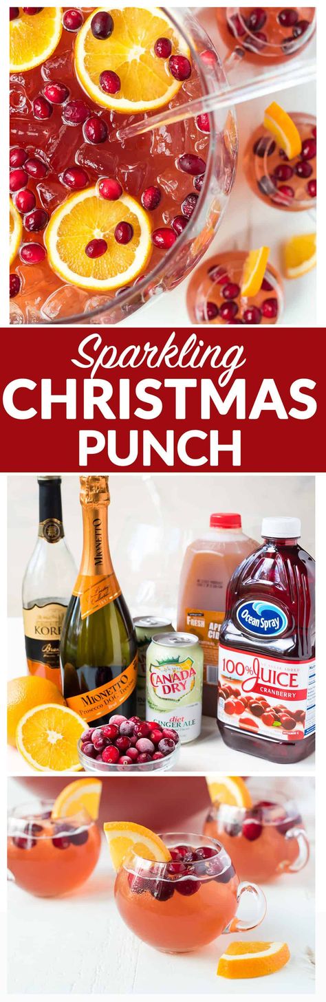 Easy, refreshing, DELICIOUS Sparkling Christmas Punch for a crowd! With champagne, rum, cranberry, and apple cider. Not too sweet, spiked, and so red and festive! Recipe includes nonalcoholic option. Best Christmas Punch Recipe, Easy Christmas Drinks, Beverages Recipes, Holiday Party Drinks, Party Tricks, Christmas Punch Recipes, Party Drinks Alcohol, Punch Drinks, Holiday Punch