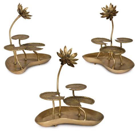 Lotus Concept, Flat Mushrooms, Leaf Lamp, Leafy Pattern, Lotus Sculpture, Diy Floral Decor, Copper Interior, Diwali Decoration Items, Diwali Decorations At Home