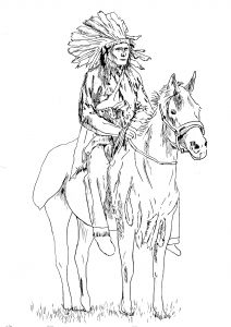 coloring-adult-native-american-on-his-horse Native American Drawing, Native American Horses, Native Artwork, Indian Horses, Horse Sketch, Horse Coloring Pages, Free Adult Coloring Pages, Coloring Page Ideas, Horse Drawing