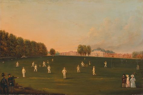 The Early History of Cricket - S.M. Toyne charts the inception and development of this most quintessentially English sport. | History Today Cricket Painting, History Of Cricket, History Painting, British Countryside, Art Uk, British Art, Public Domain Images, Art Google, Fine Art Print