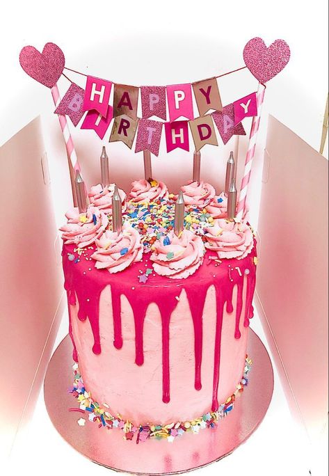 Pink Out Birthday Cake, Hot Pink Birthday Cake Ideas, Bright Pink Birthday Cake, Hot Pink Birthday Cake, Pink Birthday Cake Ideas, Birthday Party For Adults, Barbie Themed Birthday Party, Barbie Themed Cake, Hot Pink Cakes