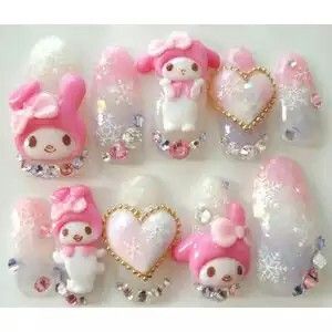 Dolly Nails, Decora Nails, Candy Nail Art, Nails Sanrio, Sari Ideas, Cutesy Nails, Sanrio Nails, Gyaru Nails, Hello Kitty Nails Art