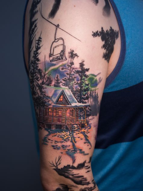 Alaska Tattoo Ideas, Alaska Tattoos, Cabin Tattoo, Alaska Tattoo, Alaska Cabin, Homer Alaska, Alcohol Poisoning, Princess Cruise Ships, Ocean Tattoos