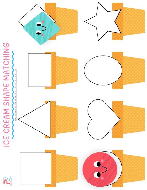 Ice Cream Shape Matching Free Printable Shapes Recognition Activities, Shape Of The Week Activities, Ice Cream Activities For Preschool Free Printables, Should I Share My Ice Cream Activities Preschool, Fine Motor Ice Cream Activities, Shape Matching Activities Preschool, Shapes Week Preschool, I Is For Ice Cream Preschool, Ice Cream Craft For Preschoolers