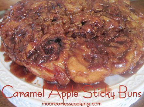 CARAMEL APPLE STICKY BUNS   http://mooreorlesscooking.com/2013/11/10/caramel-apple-sticky-buns/ Apple Sticky Buns, Caramel Topping, Sticky Buns, Incredible Recipes, Sweet Roll, Apple Desserts, Brunch Party, Caramel Apple, Salted Butter