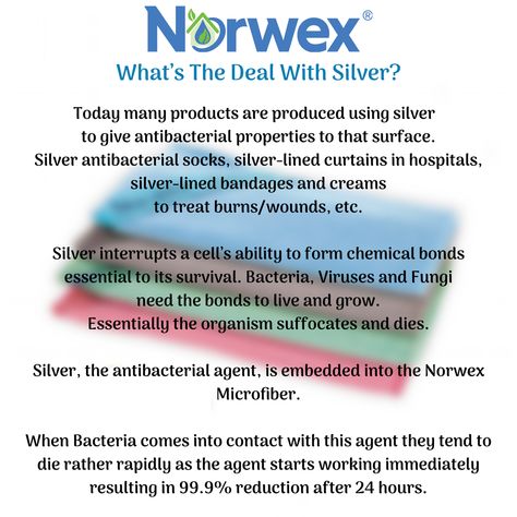 Silver in Norwex cloths Norwex Cloths, Norwex Biz, Norwex Party, Norwex Microfiber, Norwex Consultant, Norwex Cleaning, Laundry Stain Remover, Sustainable Cleaning, Chemical Bond