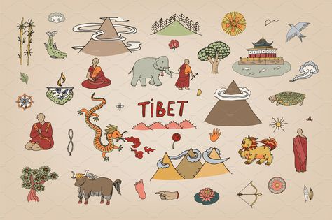 Tibet Illustration, Tibetan Art Pattern, Tranquil Art, Tibet Art, All Elements, Diy Bags Patterns, Tibetan Art, Web Design Tutorials, Print Ideas