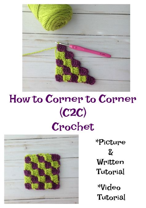 Learn how to corner to corner crochet with my picture tutorial and quick video. C2c How To, How To Do C2c Crochet Free Pattern, How To Corner To Corner Crochet, How To Do C2c Crochet, Beginner C2c Crochet Pattern Free, How To C2c Crochet, Crochet Corner To Corner Pattern Free, C2c Crochet Pattern Free Beginner, Corner To Corner Crochet Pattern Free