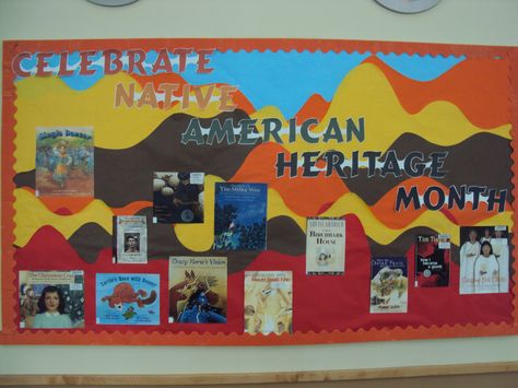 Celebrate Native American Heritage Month Native American Heritage Month Bulletin, Heritage Month Bulletin Board, Diversity Bulletin Board, History Bulletin Boards, Native American Books, School Library Bulletin Boards, American Indian Crafts, American Day, Library Bulletin Boards