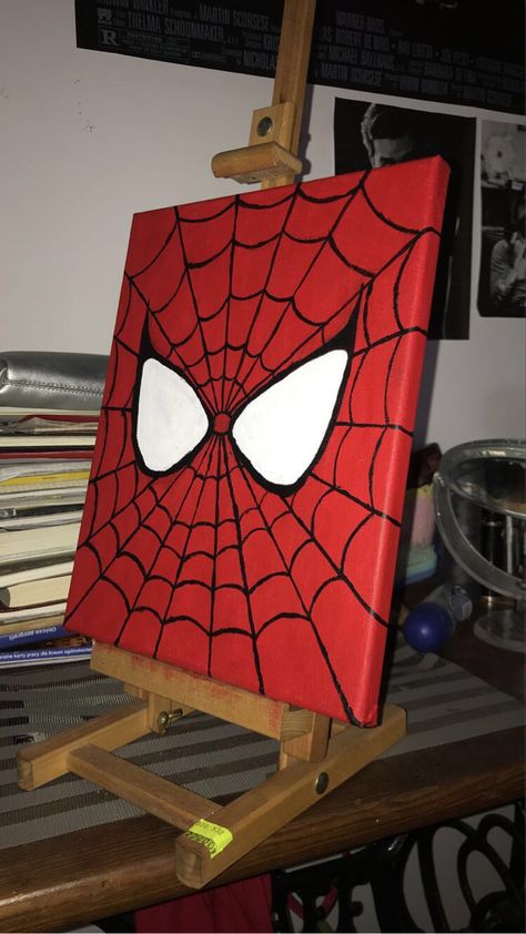 Spider Man Painting Easy, Spiderman Canvas Painting, Spiderman Canvas Art, Spider Man Painting, Spiderman Canvas, Spiderman Painting, Spiderman Drawing, Cute Paintings, Book Art Diy