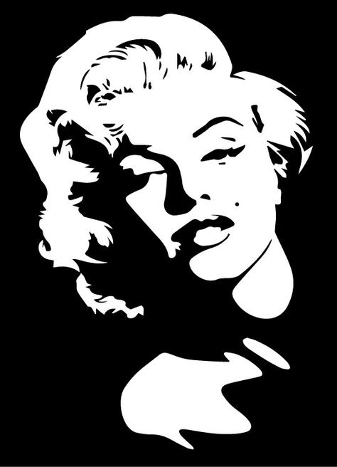 Stencil Art Portrait Faces, Marilyn Monroe Stencil, Marilyn Monroe Face, Pop Art Marilyn, Marilyn Monroe Portrait, Pop Art Drawing, Marilyn Monroe Art, Black And White Art Drawing, Stencil Art