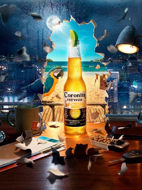 CORONA on Behance Beer Advertising, Beer Ad, 광고 디자인, Publicidad Creativa, Social Media Design Inspiration, Creative Posters, Creative Ads, Ads Creative, Creative Advertising