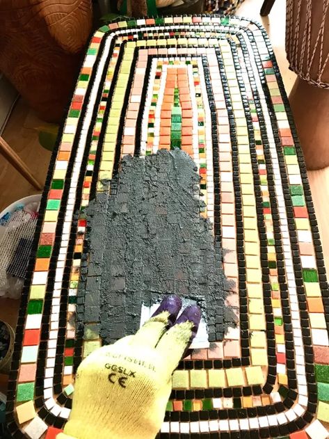 How to Transform a Coffee Table With Mosaic Art DIY | Hometalk Mosaic Art Table Top, Unique Table Top Ideas, Mosaic Side Table Diy, Tile Decor Diy Wall Art, Eclectic Plates, Ikea Toy Storage, Spooky Crafts, Furniture Repurposing, Upcycled Decor