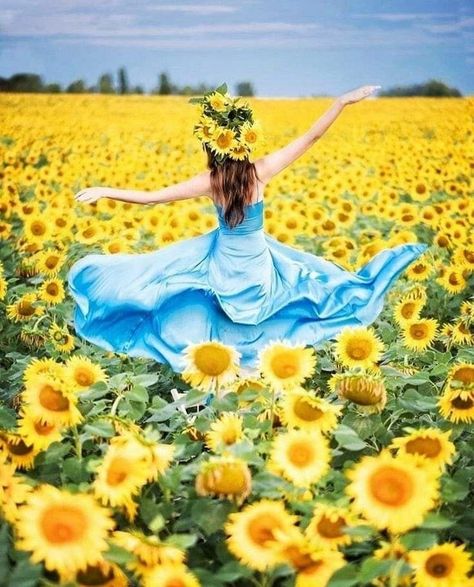 Sunflower Field Photography, Sunflowers And Daisies, Disney Princess Artwork, Floral Cards Design, Girl Painting, Sunflower Field, Painting Flower, Fields Photography, Sunflower Fields