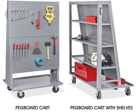 Mobile Pegboard, Adjustable Height Work Table, Officine In Garage, Tool Carts, Atelier Ideas, Shop Cart, Garage Workshop Organization, Garage Furniture, Metal Fabrication Tools