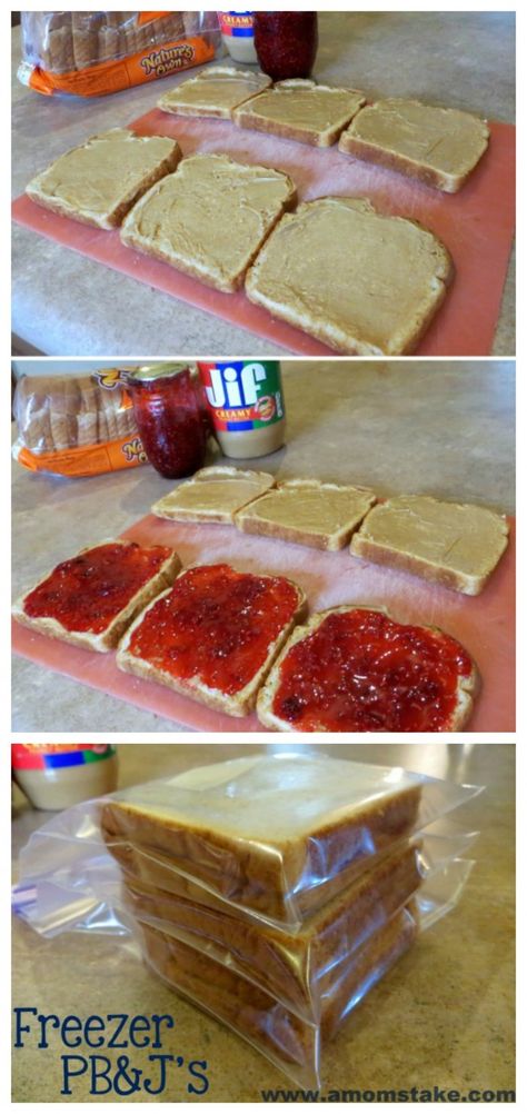 So fast and easy - make sandwiches in batch mode for a diy lunchables so quick freezer PB&J sandwiches to speed up school lunch prep! Pb J Sandwiches Ideas, Pantry Prepping, Sandwiches Ideas, Pb J Sandwiches, Diy Lunchables, Freezer Sandwiches, Office Food, Diy Lunch, Healthy School Snacks