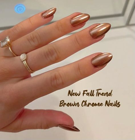 Brown Chrome Nails - FALL🍂 | Gallery posted by Lau  | Lemon8 Mocha Brown Chrome Nails, Fall Nail Ideas Chrome, Chrome Nails For Fall 2024, Thanksgiving Nails Chrome, Thanksgiving Chrome Nails, Light Brown Chrome Nails, Bronze Chrome Nails, Chrome Nails Brown, Fall Nails Chrome