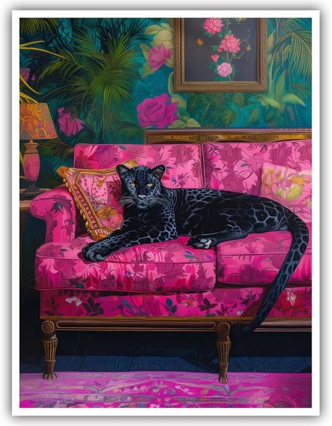 Amazon.com: Maximalist Decor Posters Vintage Leopard Prints Floral Wall Art Fun Colourful Wall Art Decor Eclectic Animal Wall Art Portrait Canvas Prints for Nursery Bedroom Office Home Decor 12x16inch Unframed: Posters & Prints Leopard Wall Decor, Maximalist Living Room, Funky Living Rooms, Leopard Wall Art, Leopard Wall, Panther Print, Maximalist Wall, Maximalist Wall Art, Fine Art Painting Oil