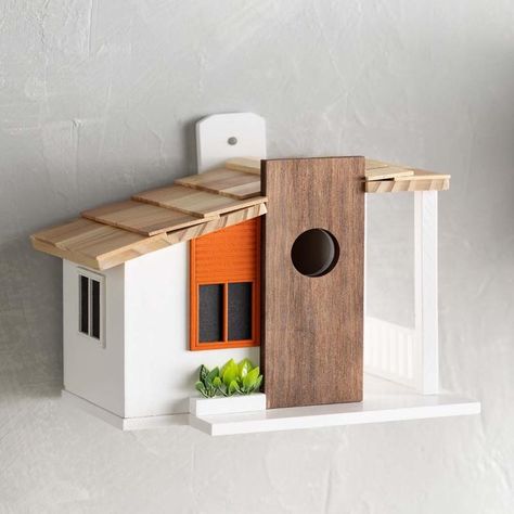 House For Birds, Cool Bird Houses, Modern Birdhouses, Minimalistic Decor, Bird Houses Ideas Diy, Unique Bird Houses, Stone Facade, Modern Birds, Decorative Bird Houses