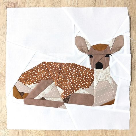 Resting Fawn Fppwoodland and Riverside Animals Seriesbaby Deer or Adult Female Deerpaper Piecing Quilt Block Pattern - Etsy Paper Pieced Animal Quilt Blocks, Animal Paper Piecing Patterns Free, Quilt Paper Piecing Patterns, Animal Quilt Blocks Free Pattern, Easy Quilt Patterns For Beginners, Quilting Fabric Projects, Deer Quilt, Paper Pieced Quilt Patterns, Foundation Paper Piecing Patterns