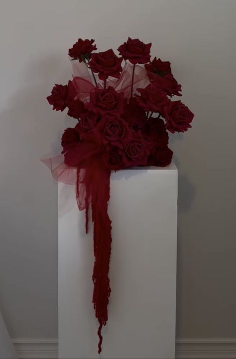 Red Floral Centerpieces, Floral Centerpieces, Red Floral, Black Tie, Dark Red, Floral, Christmas, Red, Black