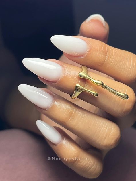 Almond 🤍🤍🤍 Sharp Almond Nails, Almond Nails, Nail Inspo, Almond, Nails