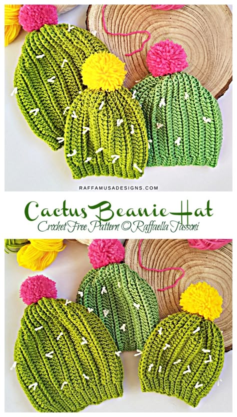 Cactus Beanie, Free Crochet Hat Pattern, Beanie Hat Crochet, Crochet Patterns Ideas, Crochet Free Patterns, Crochet Cactus, Beanie Crochet, Crochet Beanie Hat, Crochet Beanie Pattern