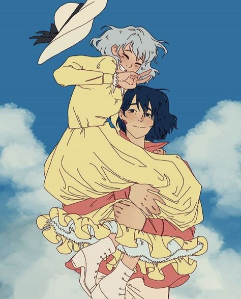 Sophie And Howl Fanart, قلعة هاول المتحركة, Mononoke Anime, Howls Moving Castle Art, 하울의 움직이는 성, Studio Ghibli Fanart, Personajes Studio Ghibli, Howl And Sophie, Ghibli Studio