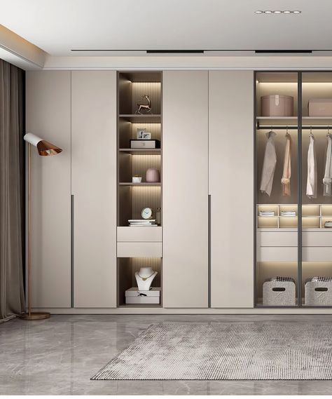 Walk In Wardrobe Design Modern, Walkin Wardrobe Design Bedroom, Wabi Sabi Dressing Room, Dressing Design Modern, Mirror Walk In Closet, Wordrop Ideas Room, Closet Design Modern, Modern Luxury Wardrobe Design, Modern Walk In Wardrobe