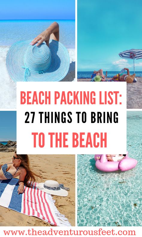 Beach packing list: 27 Things to bring to the beach - The adventurous feet Beach Holiday Packing List, Beach Holiday Packing, Beach Trip Packing List, Beach Checklist, Beach Trip Packing, Beach With Kids, Beach Vacation Tips, Beach Packing List, Beach Vacation Packing