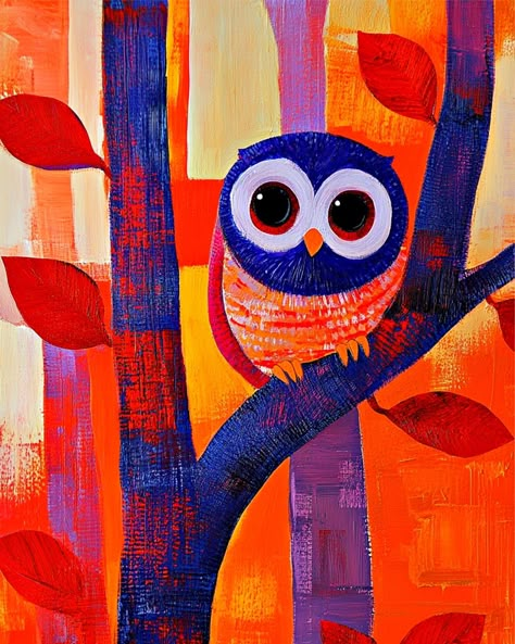 フクロウ😊 #aiartdaily #aiartist #aipainter #aipainting Colorful Owl Art, Colorful Owl, Winter Art Projects, Colorful Owls, Palette Knife Painting, Knife Painting, Art Et Illustration, Owl Art, Winter Art