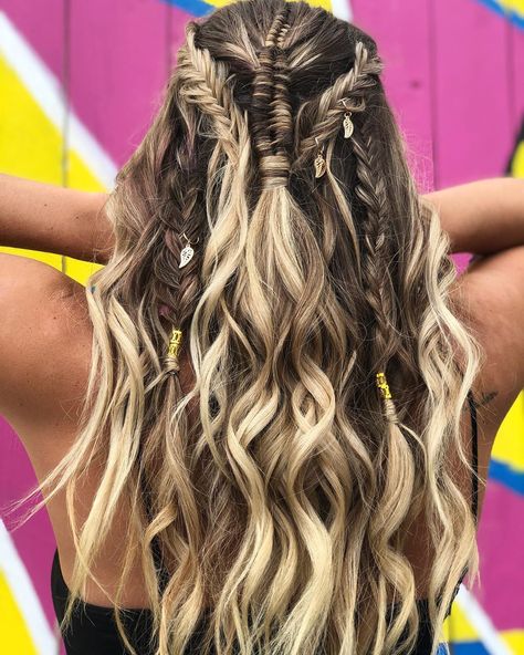 Witch Hairstyles, Viking Braids, Viking Hair, Hippie Hair, Long Layered Haircuts, Homecoming Hair Down, Festival Hair, Summer Hair Color, Braids For Long Hair