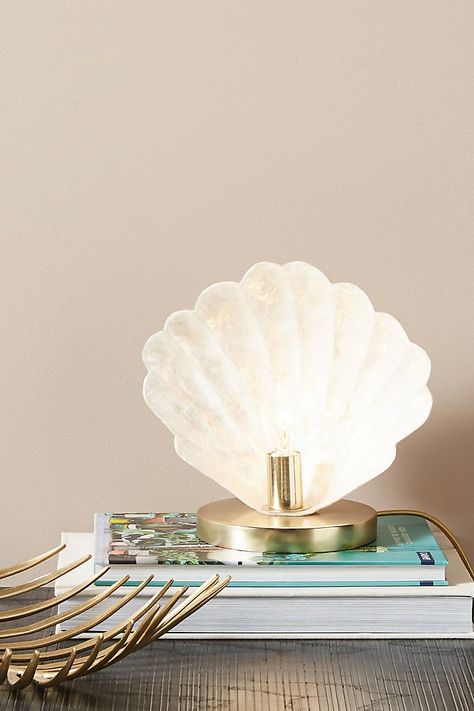 Seashell-Shaped Decor Is Here To Bring A Beach Vacation to Your Living Room Seashell Lamp, Task Lamps, Accent Lamp, Electrical Outlets, Unique Lighting, Decor Lighting, Ambient Lighting, One Light, Natural Texture