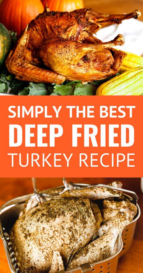 Deep Fried Turkey -- an amazing deep fried turkey recipe that turned me from a turkey hater to a TURKEY LOVER... This fried turkey recipe turns out tender, juicy, and flavorful EVERY TIME, thanks to an easy fried turkey rub, AND the cooking time is trimmed to under an hour! | best deep fried turkey recipe | fried turkey seasoning | deep fried turkey seasoning | deep fried turkey breast #turkey #turkeyrecipes #easyrecipe #thanksgiving #thanksgivingrecipes #christmas #christmasrecipes Deep Fried Turkey Injection, Deep Fried Turkey Recipes, Turkey Rub Recipes, Turkey Marinade, Turkey Rub, Turkey Seasoning, Fried Turkey Recipes, Butterball Turkey, Deep Fried Turkey