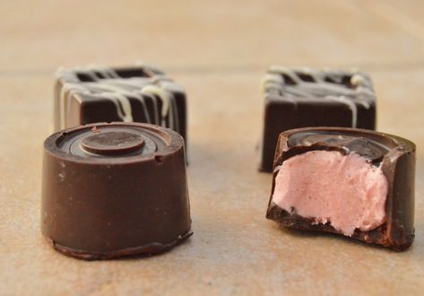 raspberry filled chocolates Chocolate Filling For Cake, Filled Chocolates, Fruit Curd, Filled Candy, Chocolates Gift, Chocolate Shops, How To Temper Chocolate, Chocolate Cappuccino, Chocolate Candy Recipes