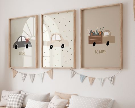 Nursery Prints Boho Nursery Wall Prints are gender neutral. Cute Boy Nursery Wall Art Prints, hand drawn for your little one's nursery decor. Instant download for Baby Girl and Baby Boy Nursery Wall Art Prints.  KINDLY NOTE: You are purchasing a digital item, NO PHYSICAL ITEM WILL BE SENT TO YOU. Frame is not included. INSTANT DOWNLOAD ONLY 🔸DESCRIPTION SET of 3 Daisy Checker Wall Art Prints.  Add a modern aesthetic touch to your nursery or kid's room with our unique wall art prints available for purchase both individual and loved as sets.  (Discount offers available for multi purchases). Digital downloads are loved by our customers, Instant Download means, not having to wait for shipping or pay for shipping costs! 🔸 HOW TO DOWNLOAD  On completion of your purchase, download your file(s) Wall Drawing Bedroom Art Ideas, Toddler Room Boy, Neutral Boy Nursery, Scandi Nursery, Boys Prints, Car Prints, Nursery Prints Boy, Nursery Wall Art Boy, Nursery Decor Boy