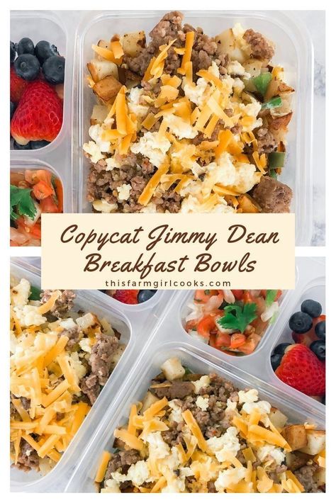 Jimmy Dean Breakfast Bowl, Make Ahead Breakfast Bowls, Pork Sausages, Diy Breakfast, Weekly Meal Prep, Breakfast Prep, Jimmy Dean, Freezer Breakfast, Egg Recipes For Breakfast