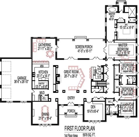 5 Bedroom House Plans Open Floor Plan Designs 6000 Sq Ft Indianapolis Ft Wayne Evansville IN Indiana South Bend Lafayette Bloomington Gary Hammond Indiana Muncie IN Carmel Anderson 6000 Sq Ft House Plans One Story, 6000 Sq Ft House Plans, 4 Bedroom House Plans Open Floor Single Storey, Luxury House Floor Plans, Sf House, Housing Plan, Hammond Indiana, Large House Plans, Opera Cake