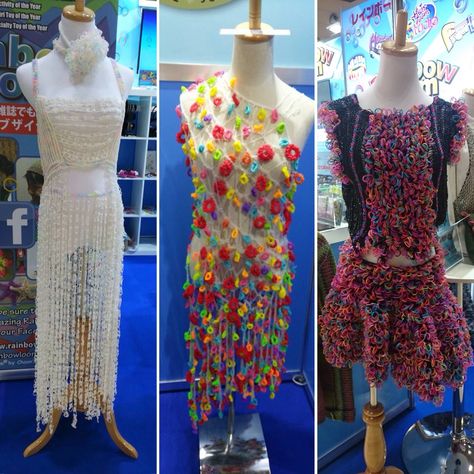 Rainbow Loom Dresses at Tokyo Fashion World 2015. Designed by Mr. Takeuchi. #RLWears Rainbow Loom Dress, Scene Rainbow, Rainbow Fashion, Tokyo Fashion, Rainbow Loom, It's Okay, Fashion World, Rubber Band, Rubber Bands