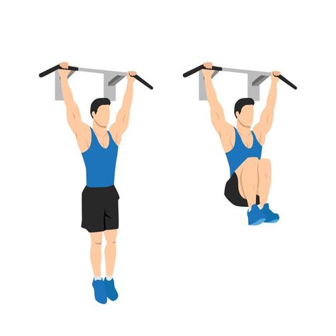 Hanging Knee Raises, Exercise Illustration, Knee Raises, Core Workouts, Flat Vector Illustration, Leg Raises, Do Exercise, Flat Vector, Back To Basics