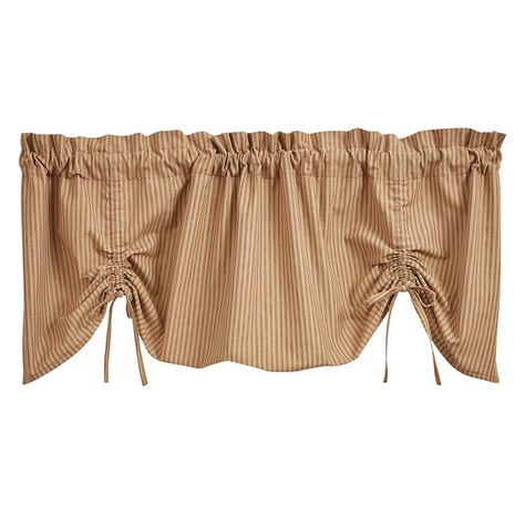 Complete the look of any room with our rustically charming Sturbridge valance. The beautiful, striped print and charming hues will add the perfect pop of color to your existing decor, making it a great addition to your space. Whether you hang it in the kitchen, bathroom or use it to dress up the curtain panels in your living room, you'll love the transitional style it adds to your home. It can be used as a standalone accent or paired with the coordinating tier pairs for a timeless farmhouse look Farmhouse Valance, Park Designs, Ticking Stripe, Dress Up, Farmhouse, Curtains, Wine, Red