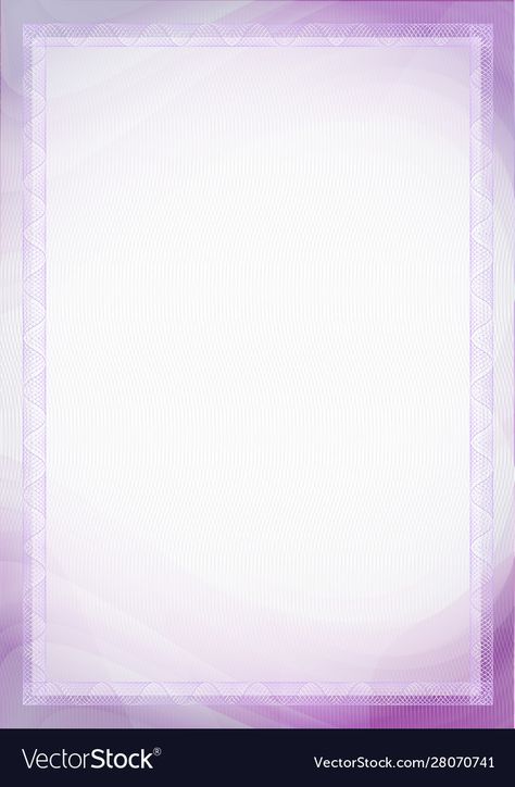 A4 Size Paper Background Design, Purple Border Design, Bank Documents, A4 Size Paper Border Design, Vintage Certificate, Baby Food Jar Crafts, Purple Border, Lilac Background, Certificate Background