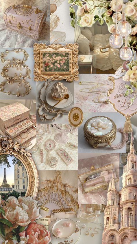 🌷#vintage #beauty #art #wallpaper #gold #coquette #aesthetic #cute #preppy #pink #flower Princess Aesthetic Collage, Vintage Royal Aesthetic, Royal Wallpaper Aesthetic, Angela Aesthetics, Royal Aesthetic Wallpaper, Bridgerton Moodboard, Royal Core Aesthetic, Rose Gold Aesthetic, Wallpaper Gold