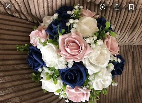 Wedding Flowers Bridesmaids, Navy Blush Weddings, Posy Bouquet, Flowers Bridesmaids, Blue And Blush Wedding, Navy Wedding Flowers, Blush Wedding Flowers, Wedding Bouquets Pink, Blue Wedding Flowers